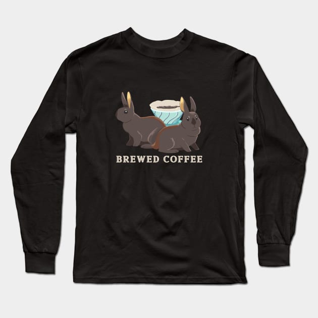 brewed coffee bunnies Long Sleeve T-Shirt by Alienfirst